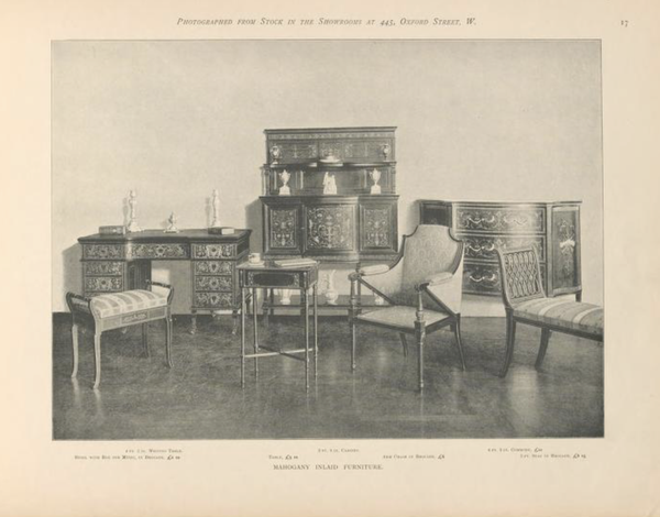 Graham and Banks catalogue showing Collinson and Lock furniture items c. 1895