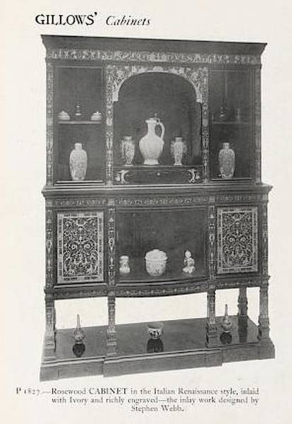 Collinson and Lock cabinets featured in Gillow catalogue c. 1903